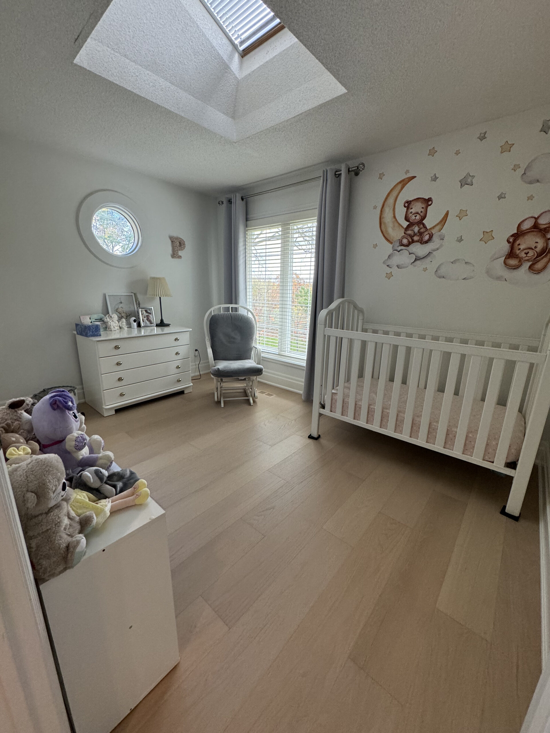 Nursery Room Transformation with Skylight and Custom Flooring