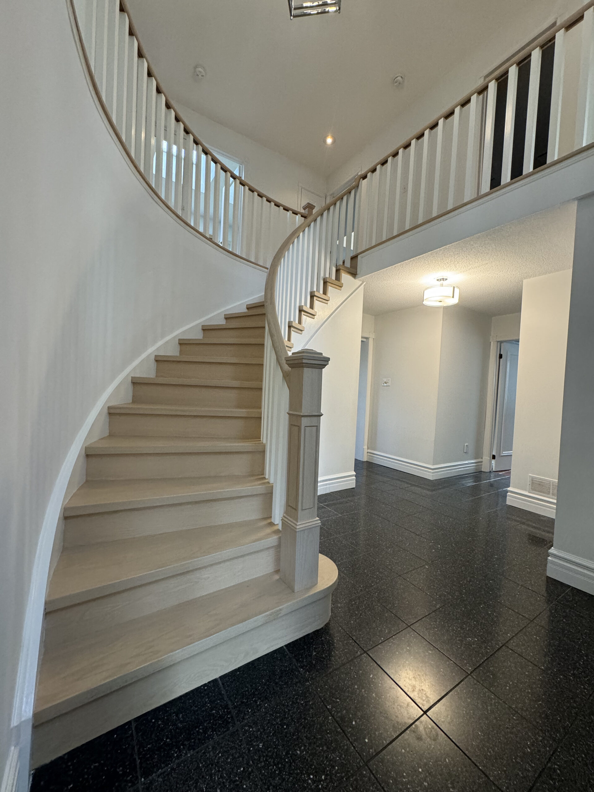 Etobicoke staircase remodel black tile