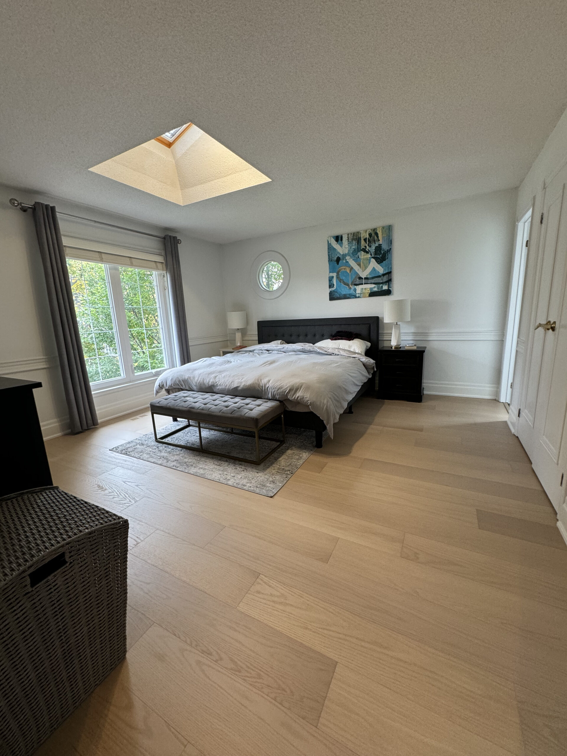 Stylish bedroom renovation light flooring