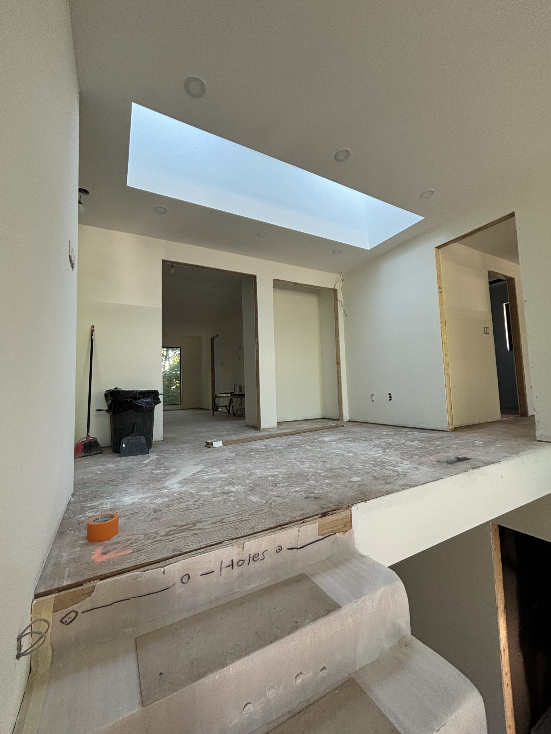 Skylight and unfinished floor during renovation