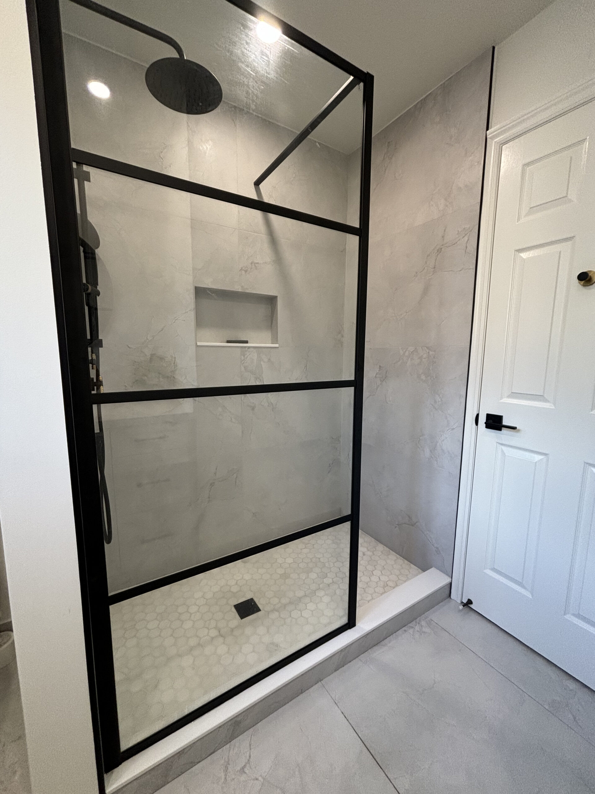 Oakville bathroom renovation custom black frame shower