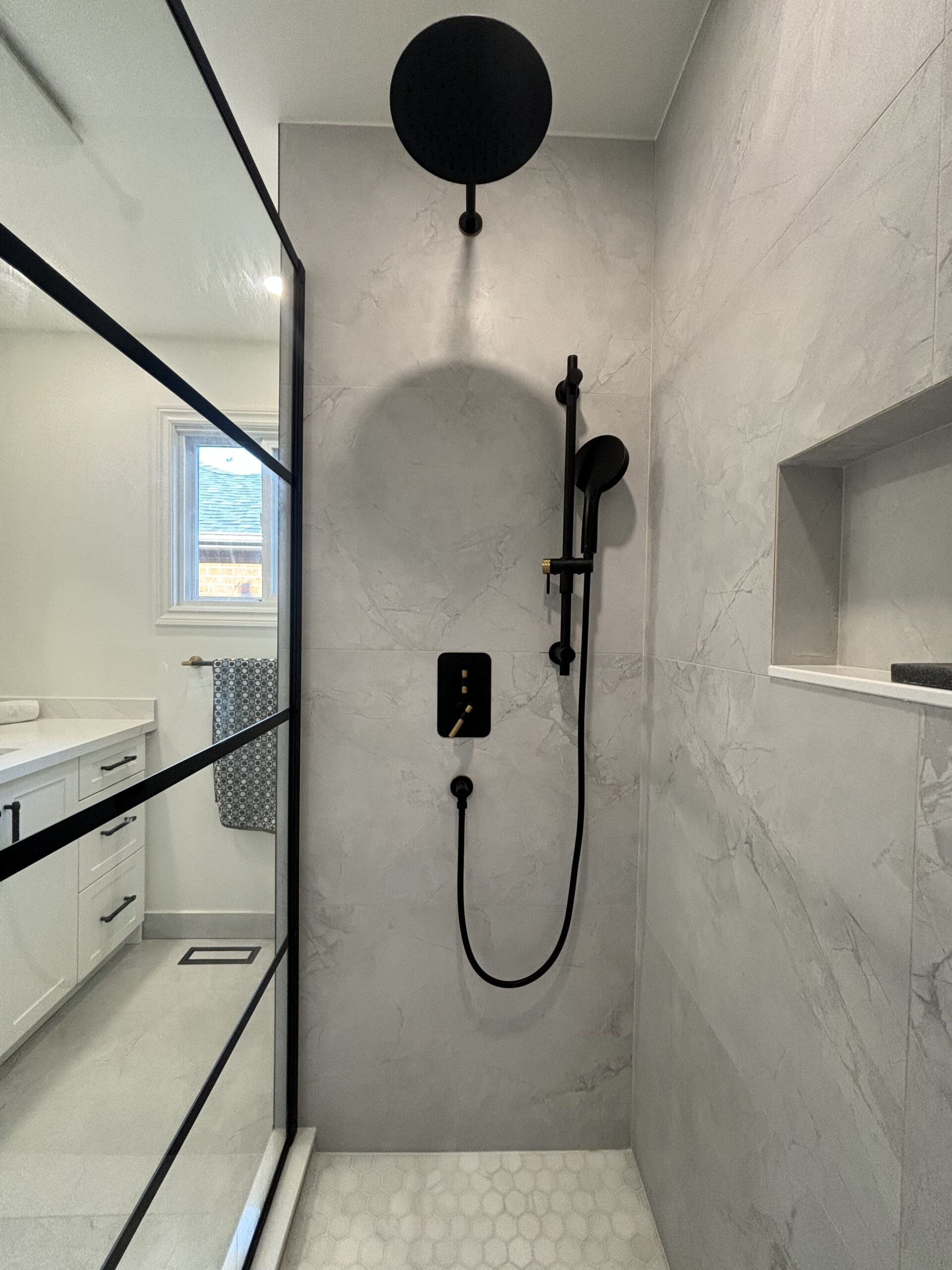 Oakville bathroom renovation matte black shower system