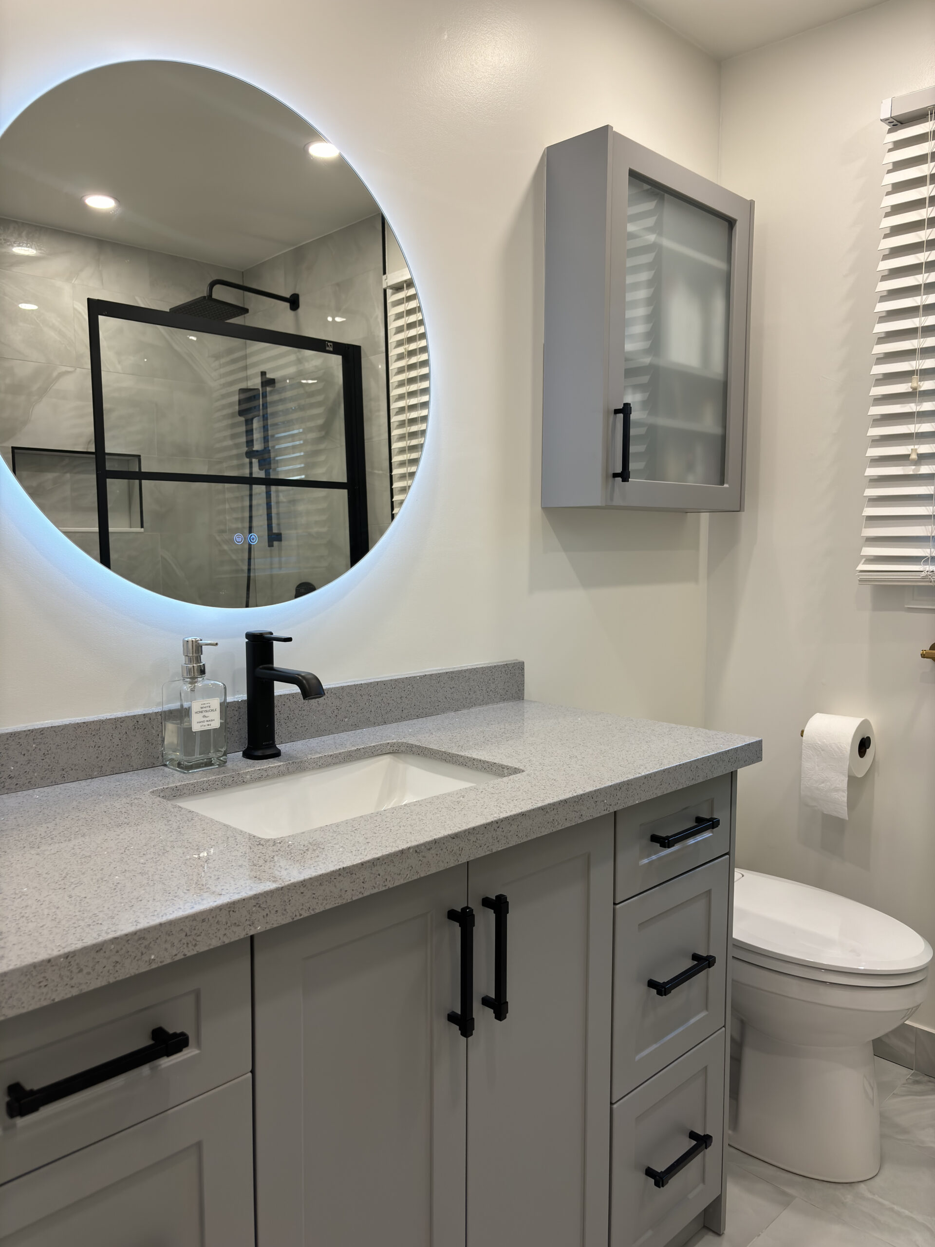 Oakville bathroom renovation grey vanity led mirror