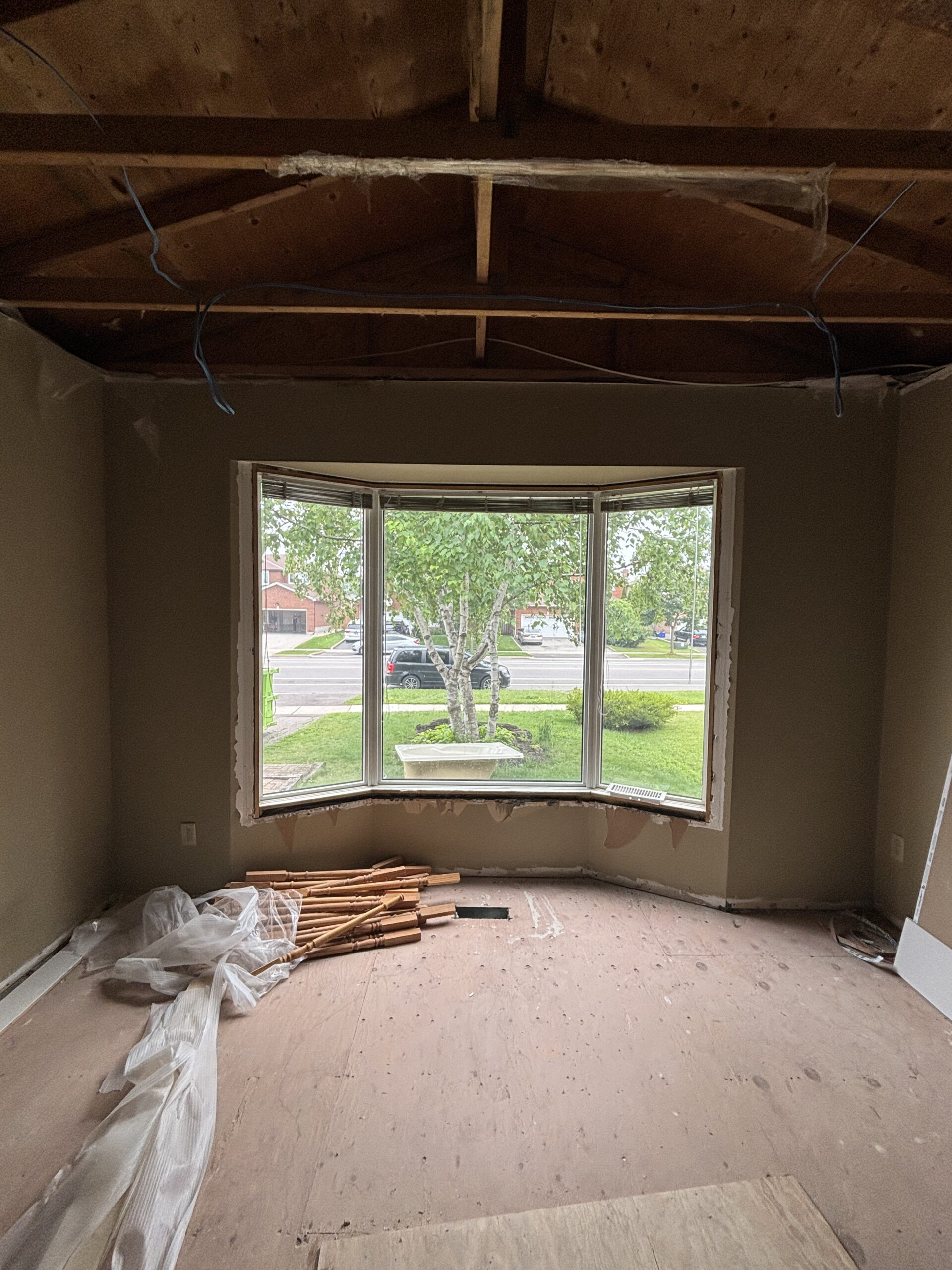 Osoba renos living room mid renovation window ceiling