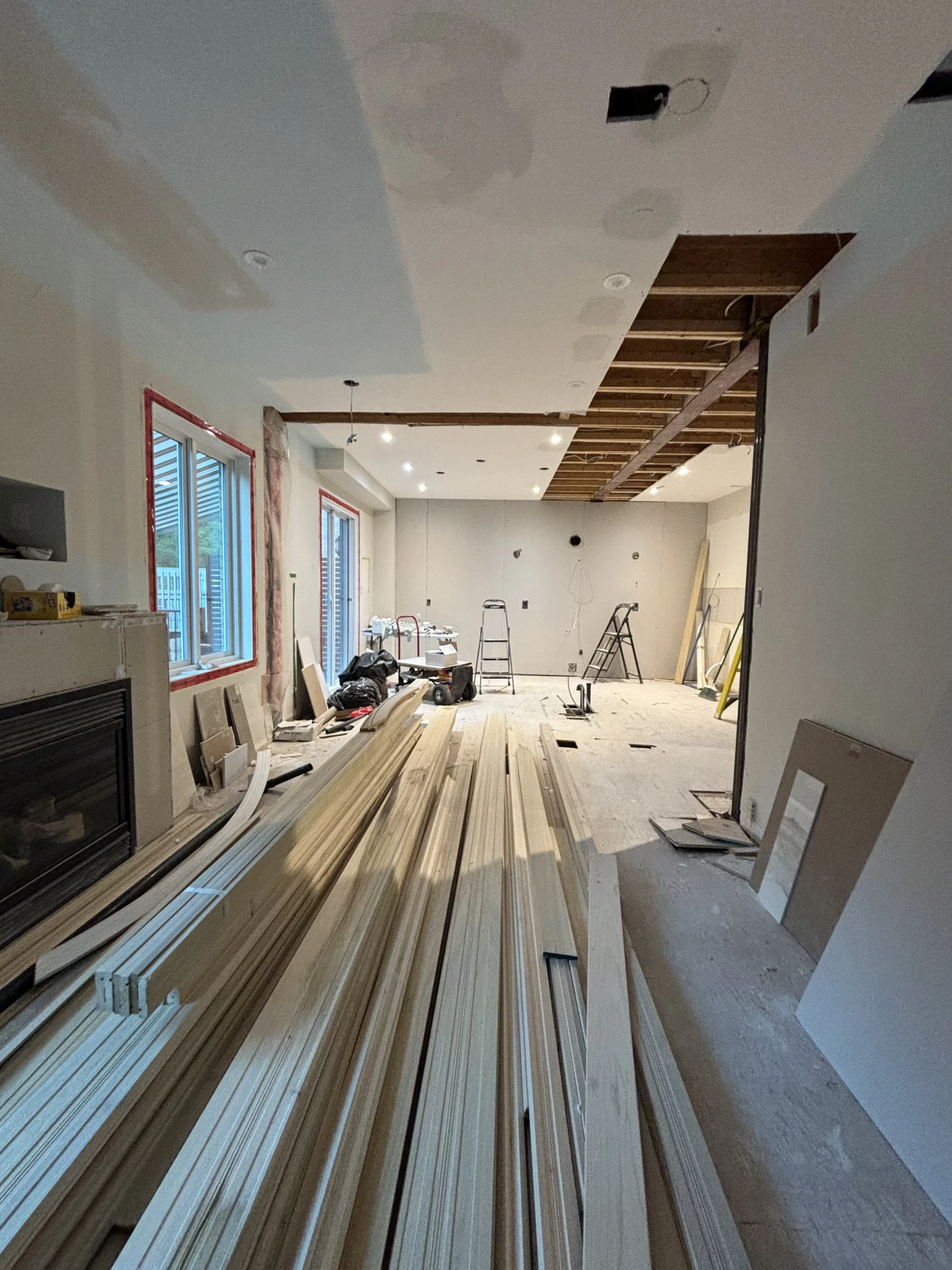 Timeless home renovation in thornhill interior framing progress