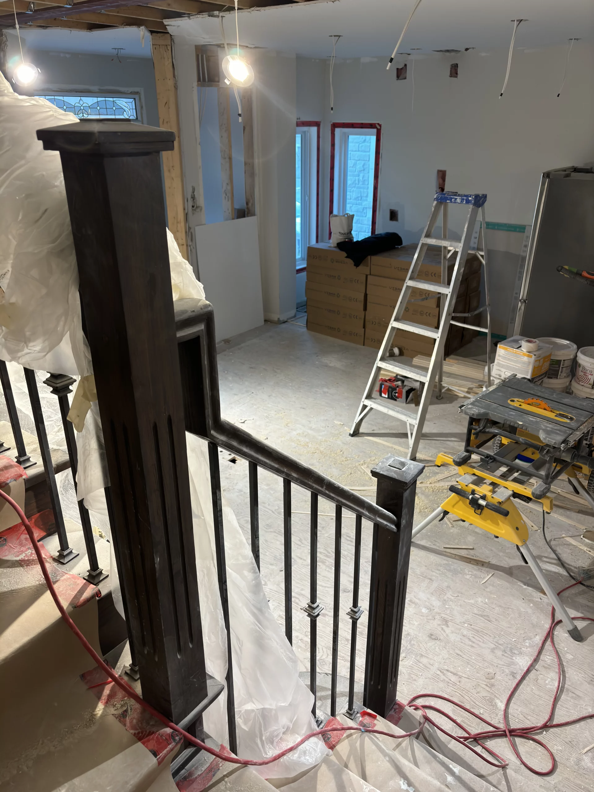 Timeless home renovation in thornhill staircase and living area construction