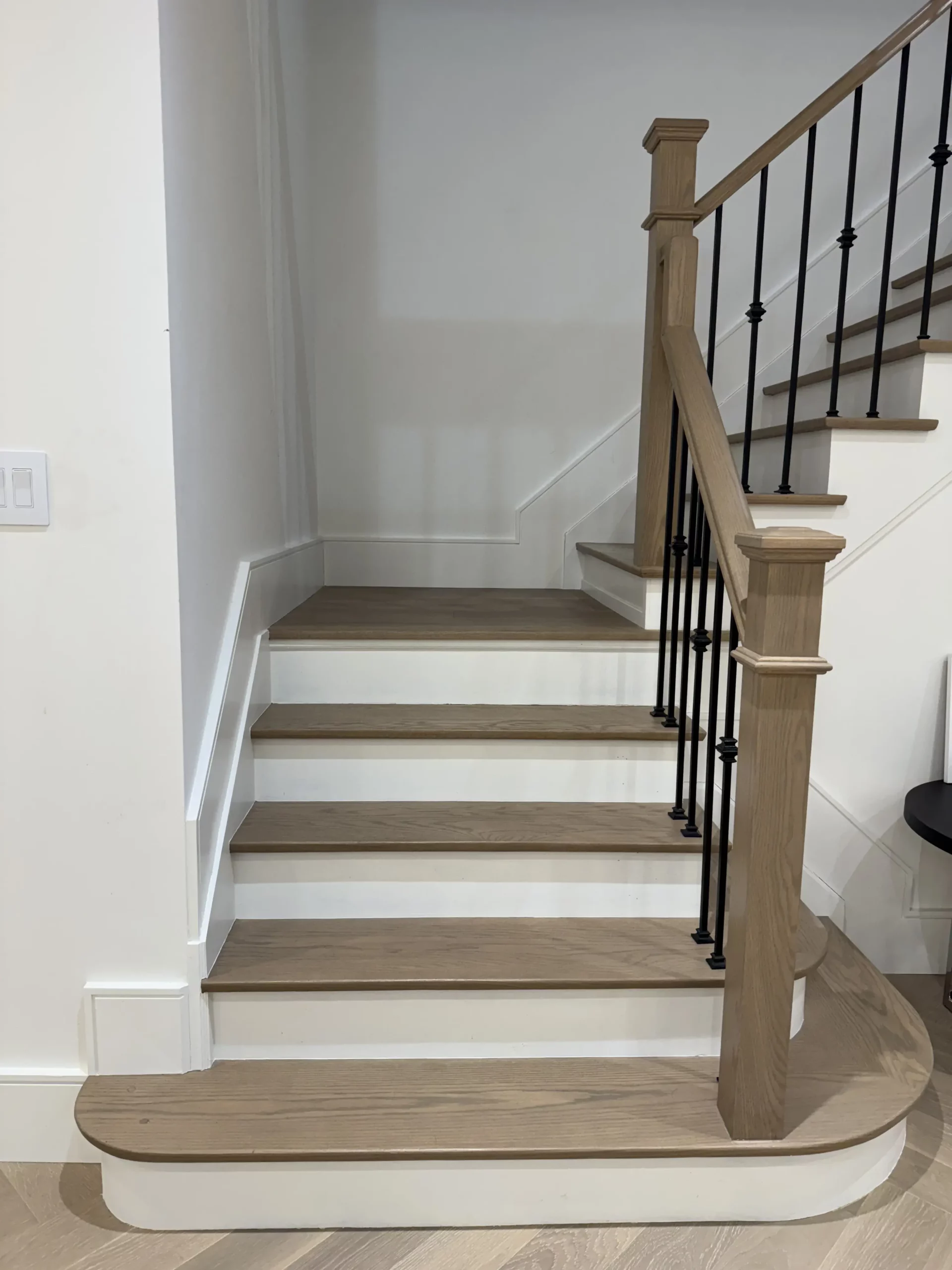 Timeless home renovation in thornhill staircase detail finish