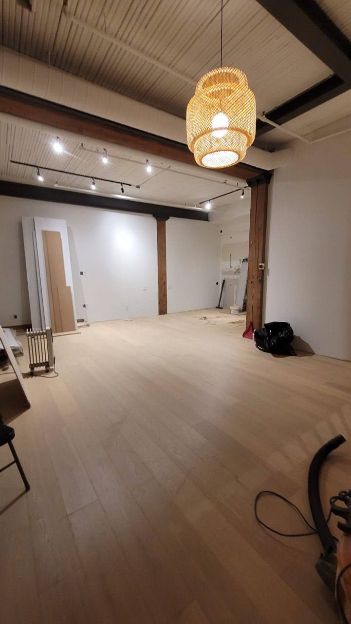 Condo flooring replacement modern lighting