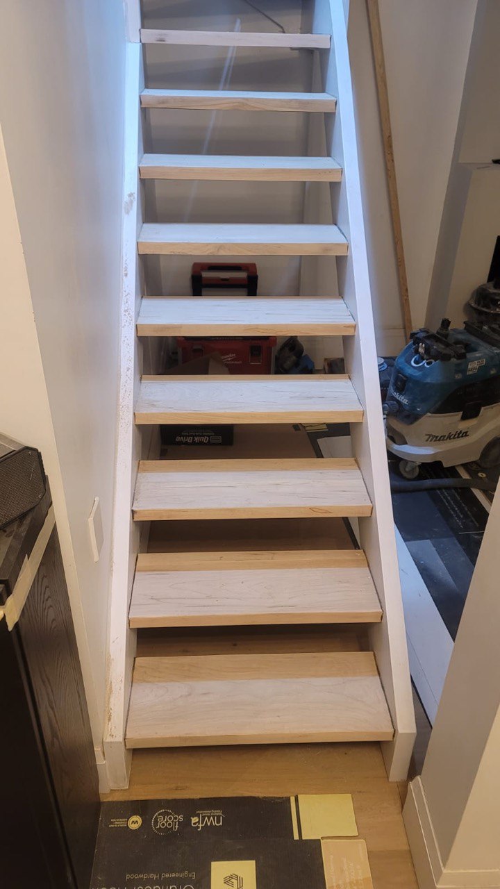 Modern staircase under construction full house renovation