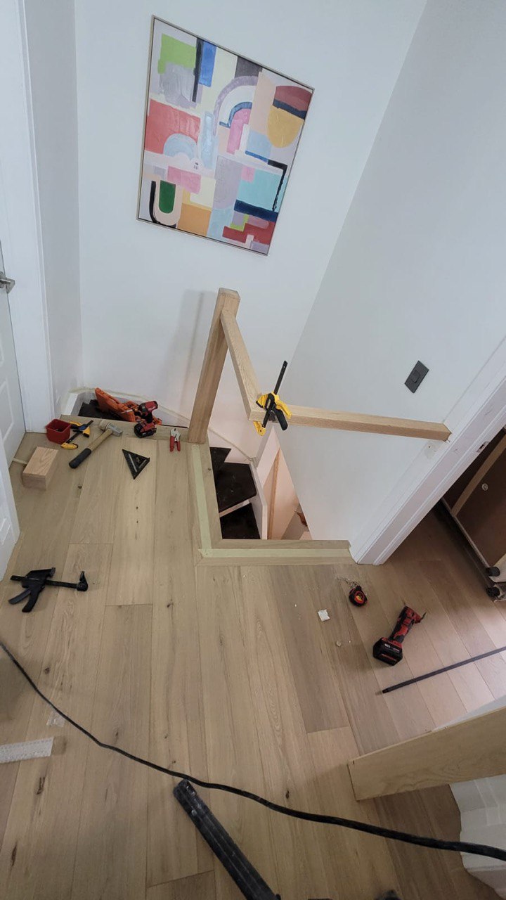 Staircase landing construction full house renovation